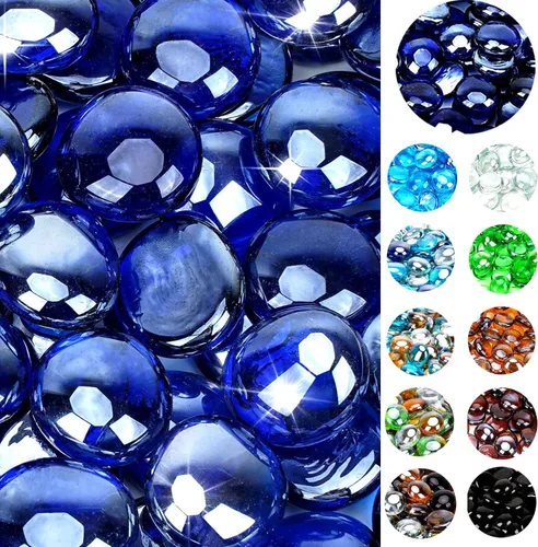 Miniatura 15 de onlyfire Cuentas de vidrio de fuego de 10 libras para fogata de propano y chimenea de gas, rocas de vidrio mezcladas redondas de 1/2 pulgada, Azul