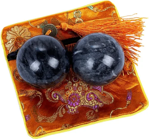 Miniatura 2 de Angry Mole - Pelotas Baoding de mármol natural de 2 pulgadas, bolas de salud de masaje chino para terapia de ejercicio de mano y alivio del estrés
