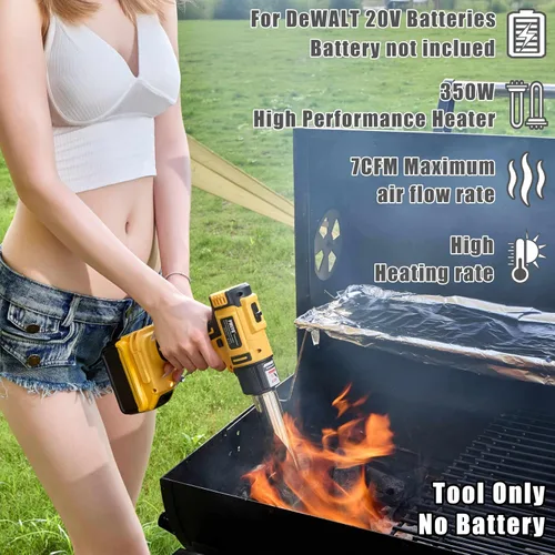 Miniatura 4 de Pistola de Calor Inalámbrica para Batería Dewalt 20v, Pistola de Aire Caliente de Soldadura de Calentamiento Rápido 350W, Configuración de 2