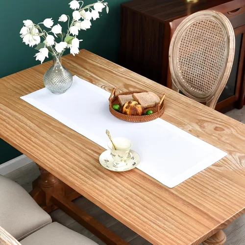 Miniatura 15 de NEWISHER Camino de mesa rústico de granja, color beige sólido, camino de mesa rectangular de lino sintético para uso diario, cocina, comedor, mesa