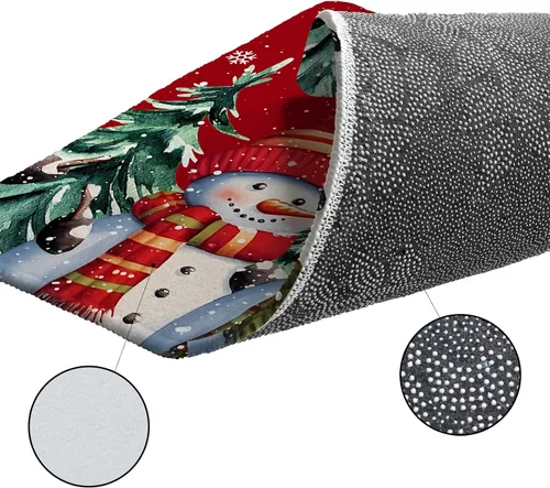 Miniatura 6 de Alfombra redonda de muñeco de nieve rojo de 3 pies, lavable para interiores y exteriores, para dormitorio, cocina, baño, sala de estar, comedor