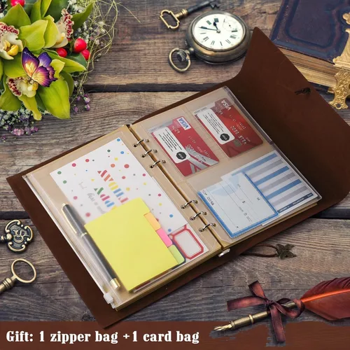 Miniatura 4 de 6 paquetes de cuaderno de cuero, diario de viaje al por mayor, diarios vintage recargables para escribir, regalos de diario para mujeres, hombres