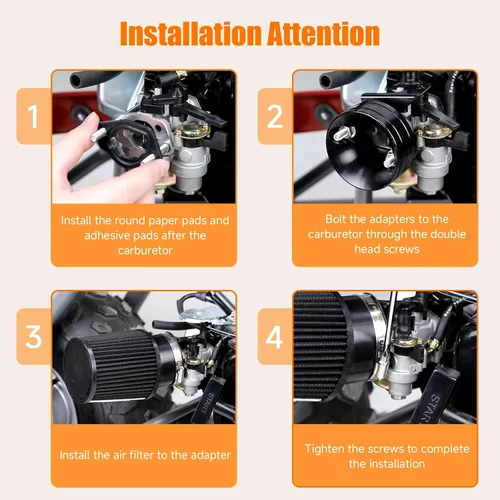 Miniatura 7 de FVRITO Kit de Adaptador de Filtro de Aire de Carburador Mejorado para Tubo de Escape Etapa 2 para Clon Non Hemi Predator 212cc 196cc 6.5Hp GX160
