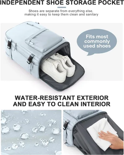 Miniatura 5 de VGCUB Mochila Grande de Viaje para Trabajo y Negocios Equipaje de Mano Aprobado para Vuelo Mochila para Laptop para Mujeres y Hombres Mochila de Azul