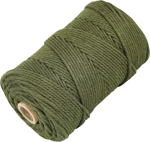 Miniatura 25 de Cordón de algodón para macramé, hilo torcido de 4 capas, cuerda de algodón natural, suministros perfectos de macramé, para hacer soportes colgantes