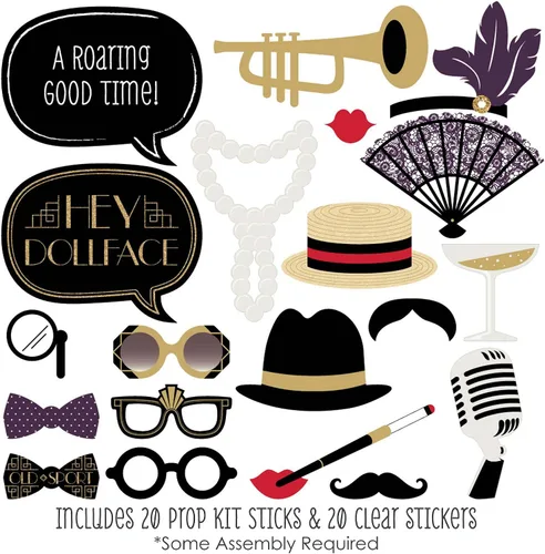 Miniatura 2 de Roaring 20 – Twenties Photo Booth Props Kit de la – 20 Count