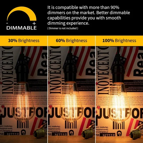 Miniatura 4 de Edison Foco de luz clásico de 60 W, estilo de filamento tipo jaula regulable, foco de luz antigua clásica incandescente para lámparas del hogar