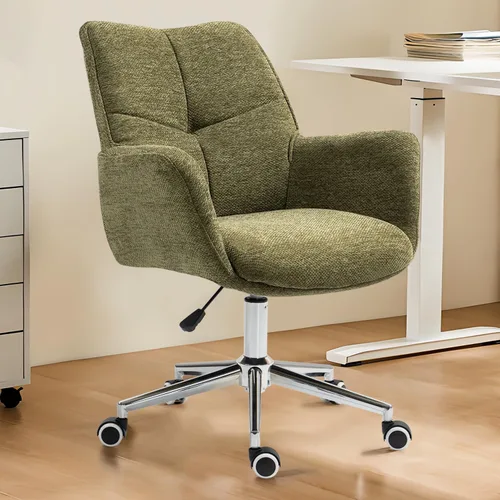 Silla de escritorio para oficina en casa, silla ergonómica giratoria para computadora con ruedas giratorias, altura ajustable, sillón tapizado de