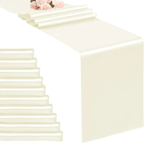 Miniatura 12 de Paquete de 10 caminos de mesa de satén azul marino de 12 x 108 pulgadas de largo para bodas, decoraciones para fiestas de cumpleaños, banquetes