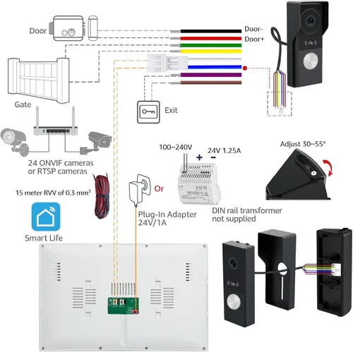 Miniatura 9 de Sistema de intercomunicación de timbre de video inteligente para el hogar con pantalla táctil grande de 10.1 pulgadas, cámara