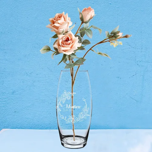 Miniatura 4 de Jarrón de vidrio moderno, florero de vidrio, florero de vidrio grabado, elegante decoración del hogar (juego de 1)