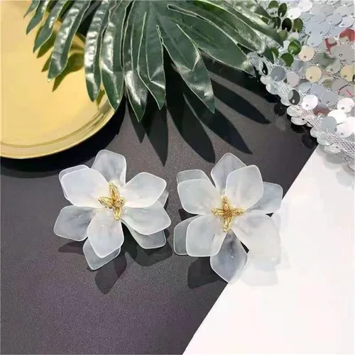 Miniatura 9 de Aretes colgantes únicos hechos a mano con diseño de flores de resina mate grandes y elegantes de acrílico para mujeres y niñas, regalos de joyería
