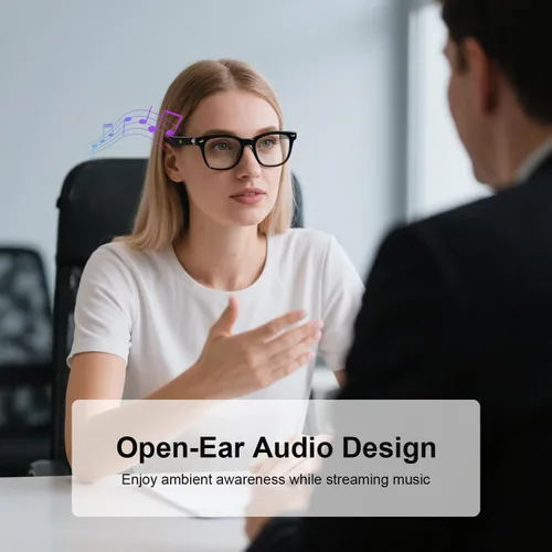 Miniatura 4 de Anteojos inteligentes con Bluetooth, IPX5 impermeables y anti-luz azul, anteojos de audio inteligentes con toque inteligente, altavoz de oído