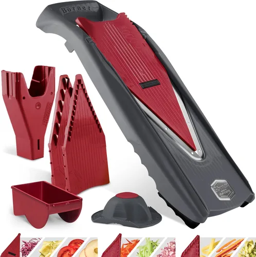 Börner Cortador de mandolina Vital (juego de inicio) • Cortador de verduras con hoja en V de acero inoxidable • 10 estilos de corte para rebanadas,