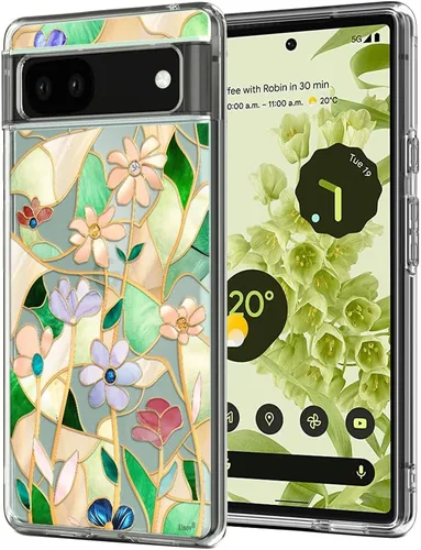 Miniatura 13 de Unov Funda para Pixel 6a, transparente con diseño, ajuste delgado, buen agarre, funda de teléfono en relieve, cubierta protectora a prueba