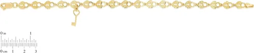 Miniatura 4 de Pulsera de oro amarillo de 10 quilates con acabado texturizado en forma de corazón y eslabones de llave, Metal, no conocido