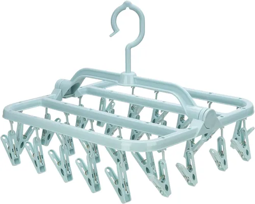 Miniatura 8 de Perchas plegables con 26 clips de secado, colgador de ropa interior con clips, clip de plástico para ropa sucia y colgador de secado por goteo