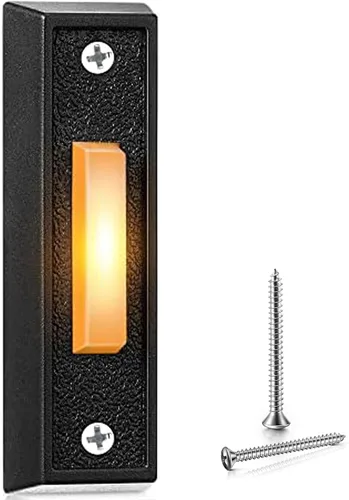 Saillong 1 botón de timbre iluminado, botón de timbre con cable, timbre de repuesto montado en la pared de garaje con luz LED compatible con la luz