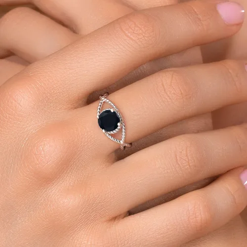 Miniatura 4 de Gem Stone King 7MM Round Gemstone Birthstone Solitaire Ring for Women Twisted Rope Band in 925 Sterling Silver Available in Sizes 5, 6, 7, 8, 9