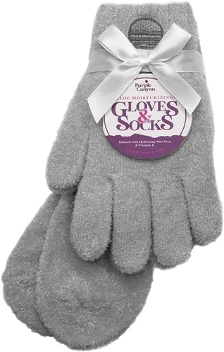 Miniatura 12 de Kit de cuidado de pies con calcetines y guantes hidratantes y bálsamo para talones de Purple Canyon Calcetines y guantes color durazno infundidos