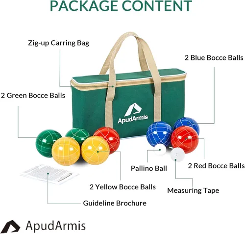 Miniatura 6 de ApudArmis Juego de bolas de bochas, juego de bochas familiares para patio trasero, césped, playa, juego de 8 bolas de poliresina, 1 funda