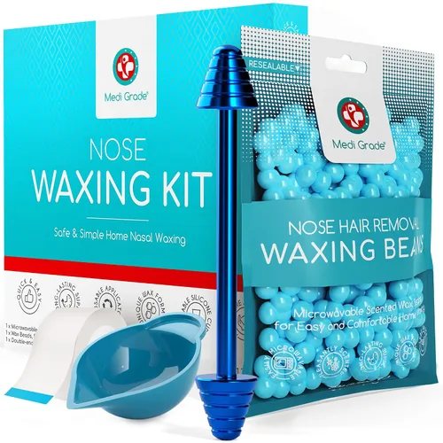 Medi Grade Kit de depilación nasal para hombres y mujeres con barra de cera reutilizable, 1.76 onzas, juego ecológico para eliminar vello de nariz