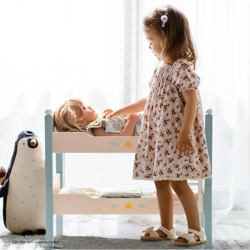 Miniatura 7 de ROBOTIME Literas de muñeca de bebé, cunas de madera para muñecas de 18 pulgadas, cama apilable para muñecas de muñeca para muñecas americanas