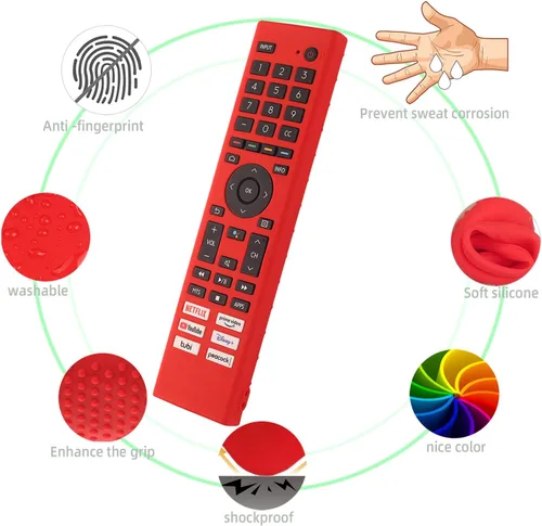 Miniatura 2 de Hisense ERF3J80H ERF3G80H ERF3F80H - Funda de silicona para control remoto Hisense 4K UHD Android Smart TV, a prueba de golpes, con cordón (negro)