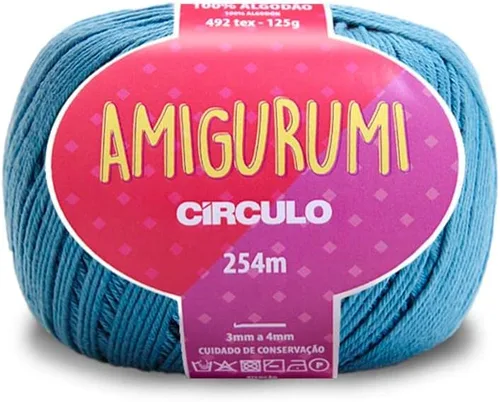 Miniatura 24 de Circulo Amigurumi Yarn, 100% Algodón Virgen Brasileño Mercerizado para Crochet y Tejido, Soft Art - Hilo de Peso Deportivo, 4.4 oz, 278 yardas