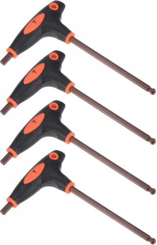 Miniatura 10 de uxcell Llave hexagonal de extremo de bola de 0.197 in, llave inglesa con mango en T, acero métrico S2 4 piezas