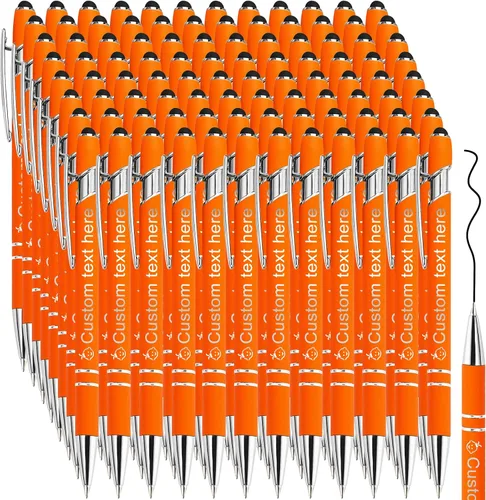 Miniatura 10 de Amlion Bolígrafos personalizados a granel, bolígrafos personalizados con lápiz capacitivo con nombre, mensaje y logotipo grabado, regalo para Rojo