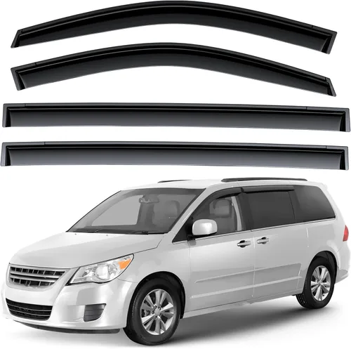 Miniatura 20 de Deflectores de ventana tintados ahumados con cinta adhesiva para ventana lateral, deflectores de lluvia compatibles con Honda Pilot 2016-2022 - 4