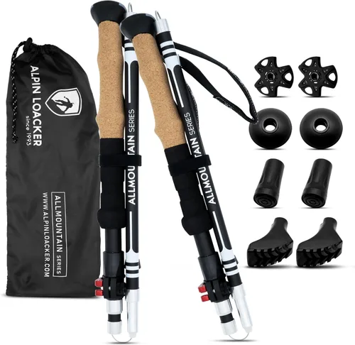 ALPIN LOACKER Bastones de trekking plegables para senderismo I Bastones de senderismo de carbono o aluminio, ultraligeros I Bastones de trekking
