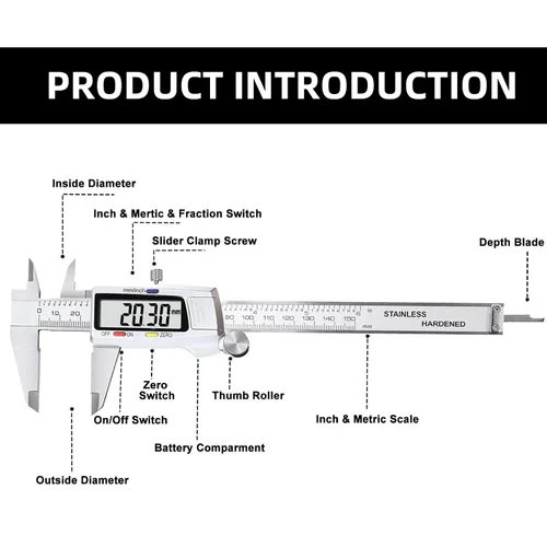Miniatura 6 de Greywolf Calibrador digital, herramienta de medición de acero inoxidable, micrómetro electrónico de pinza Vernier, conversión de pulgadas