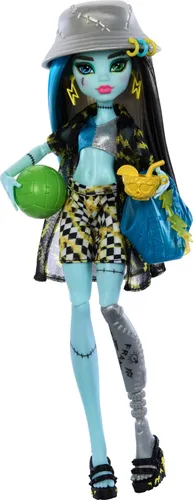 Miniatura 5 de Monster High Isla del Terror Frankie Stein con traje de baño, cubrebikini y accesorios de playa como sombrero, voleibol y bolso