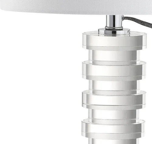 Miniatura 3 de JONATHAN Y Lámpara de mesa LED de columna geométrica escalonada de cristal transparente de 25 pulgadas, lámpara de noche moderna para sala de estar