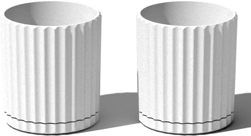 Miniatura 18 de Veradek Serie Mason Demi Plantador - Plantador Grande Redondo para Patio/Balcón Interior o Exterior Hecho de Plástico y Hormigón con Agujeros