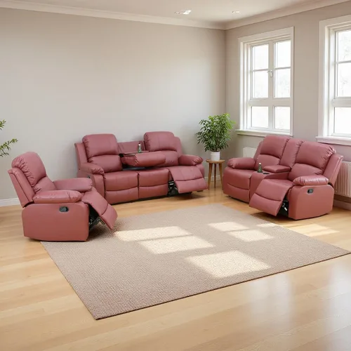 Miniatura 12 de Juego de sala de Estar reclinable de 3 piezas, juego de sofá reclinable Manual para conjunto de muebles de sala de Estar, con consola de Gris oscuro