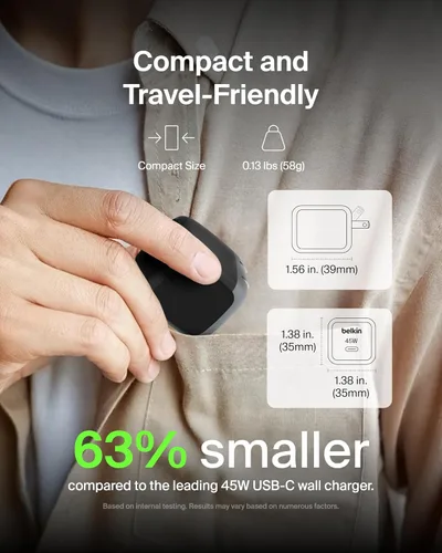 Miniatura 3 de Bloque de Cargador USB C Belkin 45W - PD3.1 PPS Carga Súper Rápida - Samsung Galaxy S25, S24, Apple iPhone 17, Air, Pro, Pro Max, AirPods, Apple