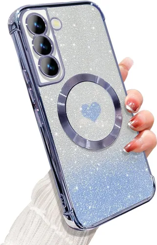 Miniatura 20 de ZONRW Funda magnética para Samsung Galaxy S22 Plus, para mujeres y niñas, chapado de lujo suave, con purpurina degradada, lindo corazón, compatible