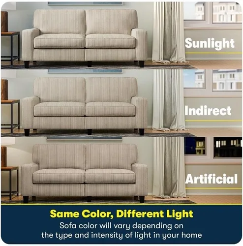 Miniatura 8 de Pemberly Row Sofá moderno de 73 pulgadas con brazos de riel con fundas extraíbles, color beige