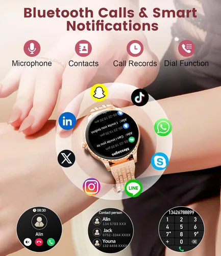 Miniatura 2 de Relojes inteligentes para mujeres con pantalla AMOLED de 1.32", llamadas por Bluetooth, 121 modos deportivos, monitor de frecuencia cardíaca