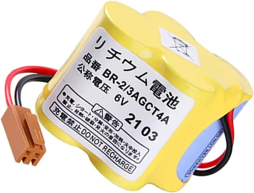 Miniatura 4 de BR-2/3AGCT4A - Batería de repuesto de 6 V 4400 mAh para sistema CNC FANUC A98L-0031-0025 con enchufe marrón