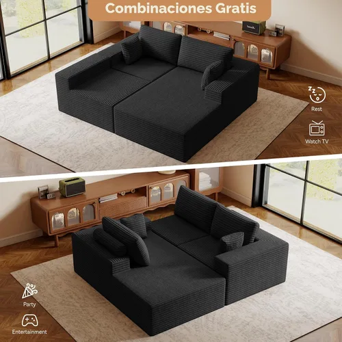 Miniatura 3 de Sofás modulares seccionales de nube de 111 pulgadas con chaise en forma de L, sofá sin estructura tapizado de asiento profundo para sala de estar