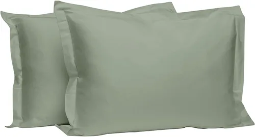 Miniatura 44 de Pizuna Juego de 2 fundas de almohada de 100 % algodón puro, tamaño estándar, color blanco, lujosas fundas de almohada de 400 hilos de satén