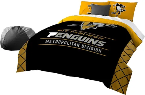 Juego de edredón y funda de almohada para cama individual o matrimonial/queen, con licencia oficial de la NHL