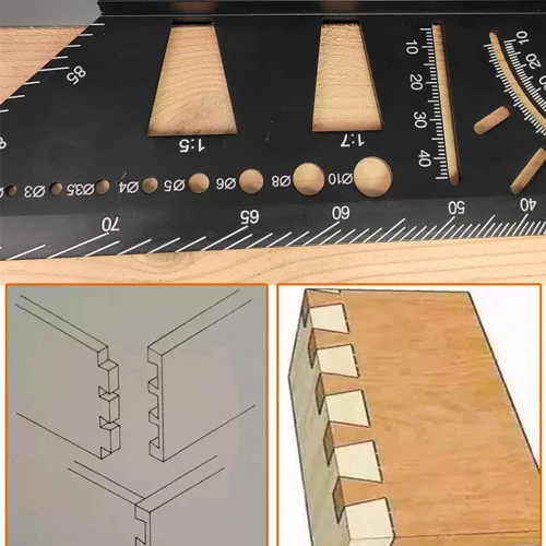 Miniatura 5 de Regla de medición de tamaño cuadrado para carpintería de aleación de aluminio, herramienta de plantilla de medición de ángulo de inglete 3D, calibre