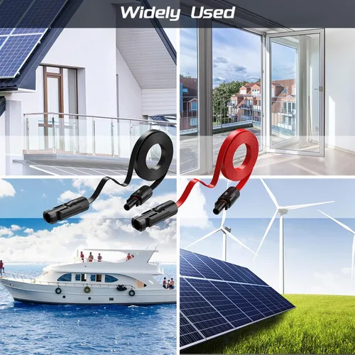 Miniatura 8 de Bateria Power Conector de cable solar súper plano, cable de extensión solar fotovoltaico de balcón de 30 amperios con conectores macho y hembra