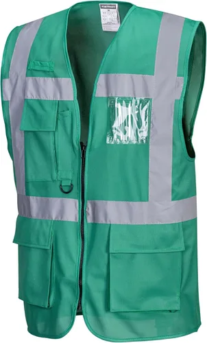 Miniatura 3 de Portwest Chaleco de trabajo de seguridad ejecutivo F476 Iona con cinta reflectante Verde botella