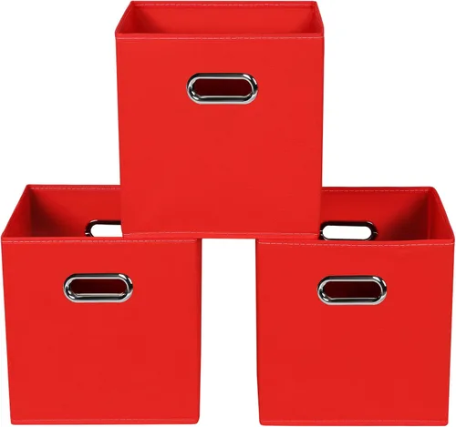 Miniatura 48 de Contenedores de almacenamiento de tela, organizadores de tela con asa, cubos plegables para almacenamiento de tela o accesorios, 11 x 11 x 11 Naranja
